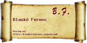 Blaskó Ferenc névjegykártya